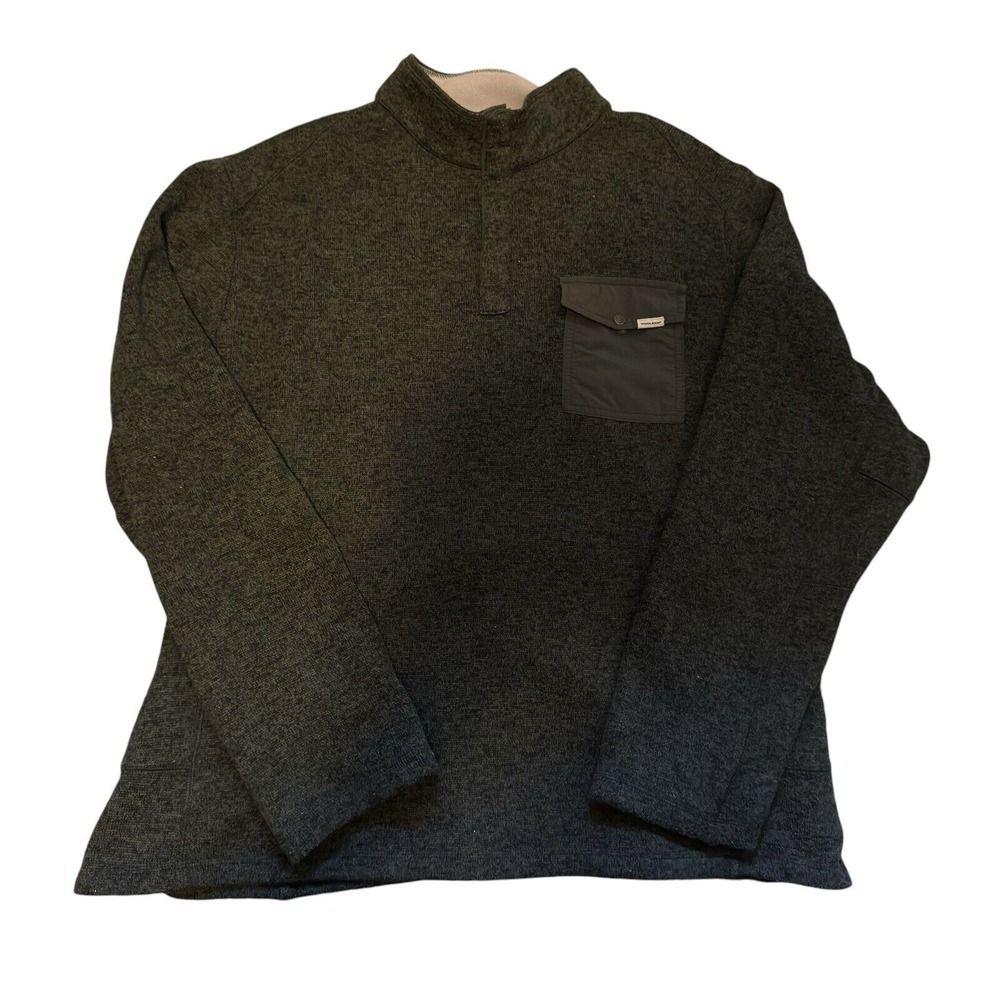 Woolrich Men's Sweater Green XXL 1/4 Snap Pullover Long Sleeve Comfort Lined